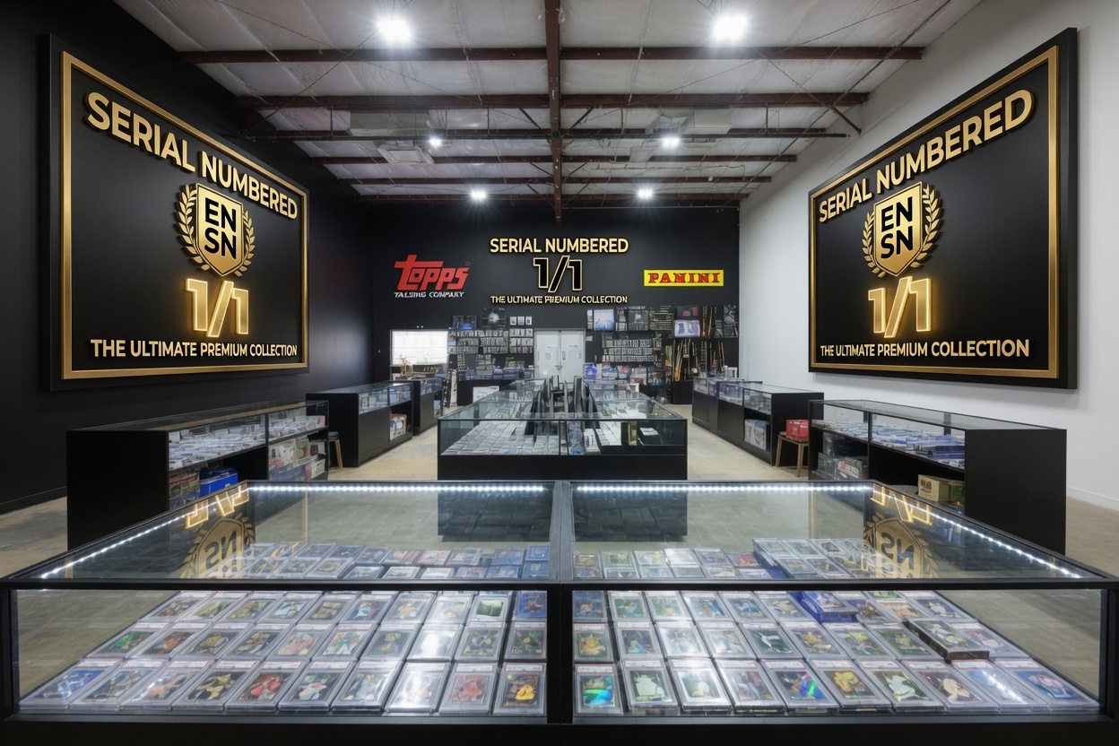 Serial Numbered Card Shop Interior LED Display Cases